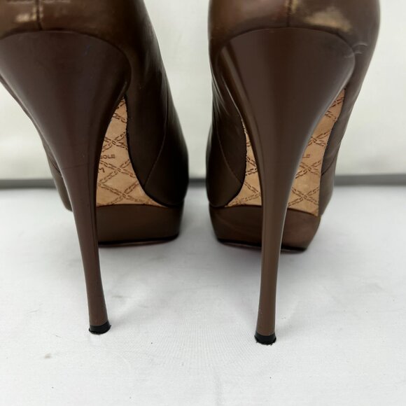L.A.M.B. Tan Platform High Heel Ankle Boots US 7.5 - Picture 5 of 12